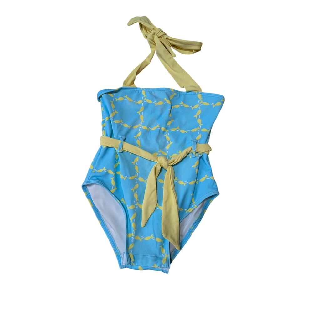 The Beaufort Bonnet Company Girls Palm Beach Swimsuit 18-24M Blue Fish One Piece